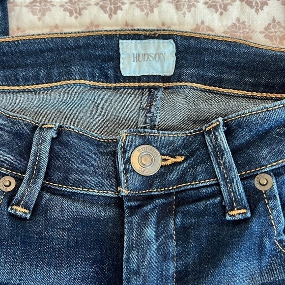 Hudson Bacara Crop Straight Cuffed Jeans Size 25 Extra Dark Whisker Wash - Picture 9 of 17